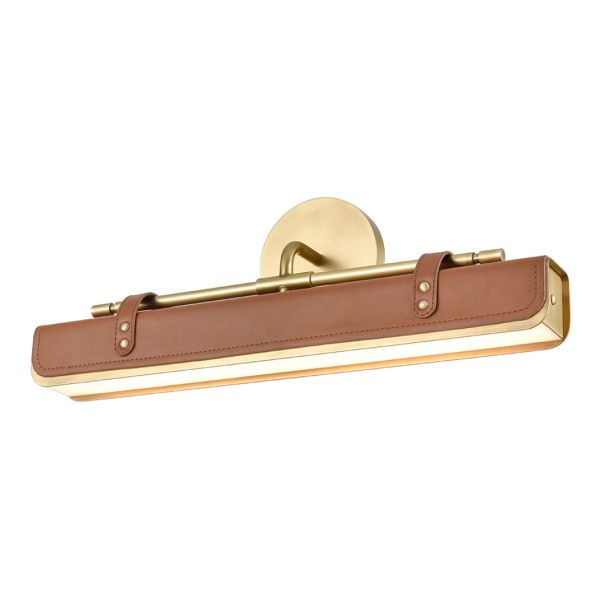 Бра Quintiesse QN-VALISE-W-VBS-CL Alora Valise Valise LED Wall Light Vintage Brass/Cognac Leather