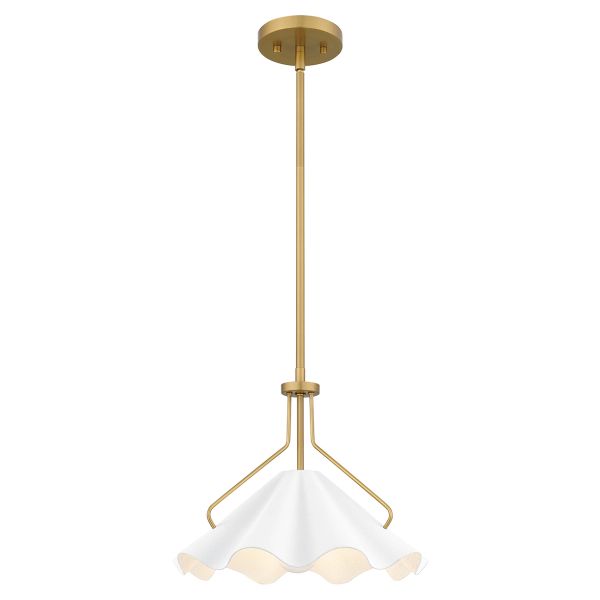Lampa wisząca Quoizel QZ-MEJIA-1P-S-AB Mejia 1 lt Aged Brass/White