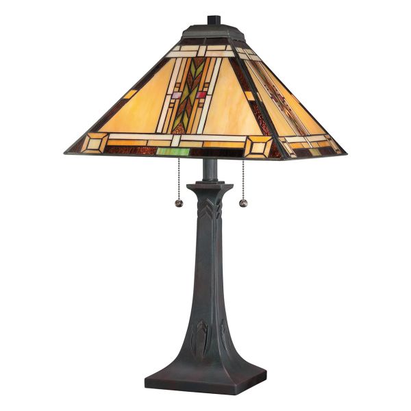 Lampa stołowa Quoizel QZ-NAVAJO-TL-VB Navajo 2 lt Bronze/Art Glass