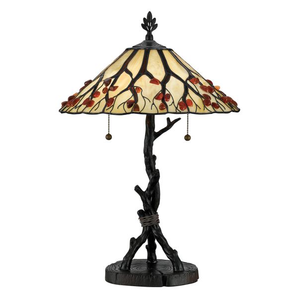 Lampa stołowa Quoizel QZ-WHISPERING-TL-VB Whispering 2 lt Valiant Bronze/Art Glass