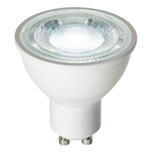 Лампа світлодіодна  сумісна з димером Saxby 74048 потужністю 7W з серії GU10 LED SMD. Типорозмір — MR16 з цоколем GU10, температура кольору — 6000K