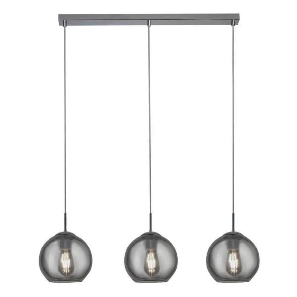 Lampa wisząca Searchlight 1033-3SM Balls 3Lt Bar Pendant - Chrome with Smoke Glass