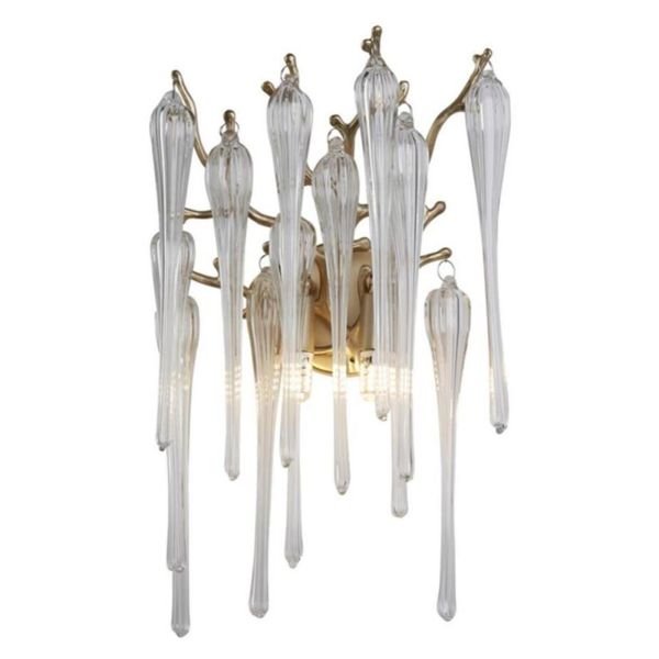 Бра Searchlight 10425-2GO Heritage 2Lt Wall Light, Gold Metal and Clear Glass Drops