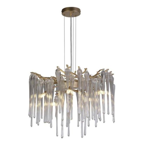 Люстра Searchlight 10425-5GO Heritage 5Lt Pendant, Gold Metal and Clear Glass Drops