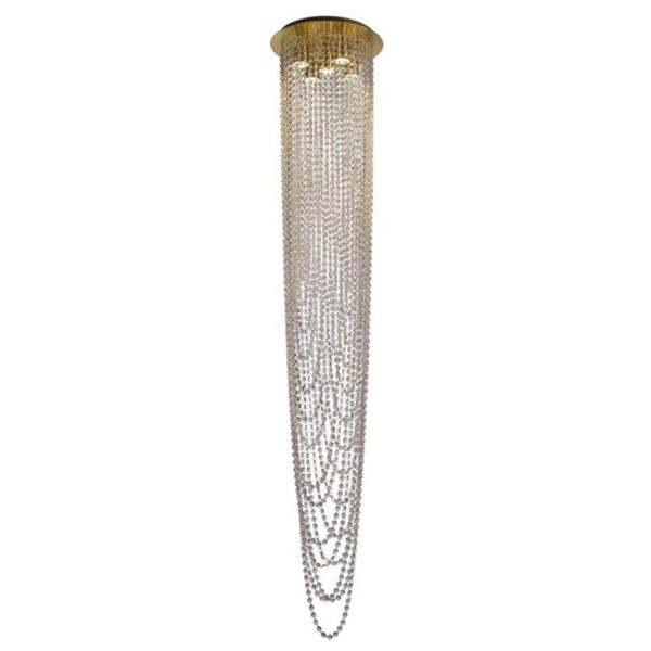 Żyrandol Searchlight 10883-5SB Swoop 5LT Pendant, Satin Brass & Clear Crystal