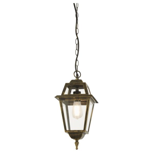 Lampa wisząca Searchlight 1526 New Orleans Pendant Lantern,  Black Gold & Glass,IP44