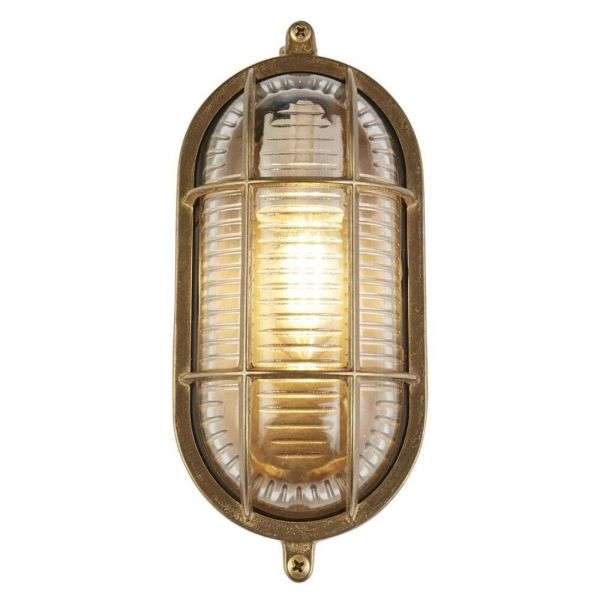 Lampa ścienna Searchlight 20361PB Bulkhead Outdoor Light - Solid Brass, IP64