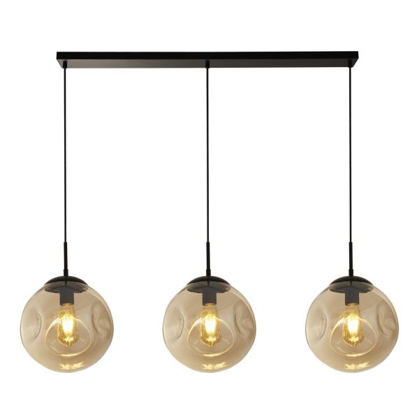 Lampa wisząca Searchlight 22123-3BK Punch 3Lt Bar Pedant - Black with Punched Champagne Glass