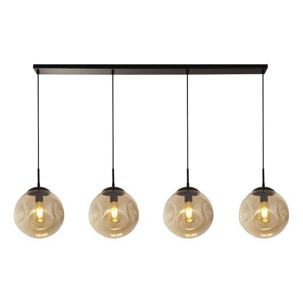Lampa wisząca Searchlight 22123-4BK Punch 4Lt Bar Pendant - Black with Punched Champagne Glass