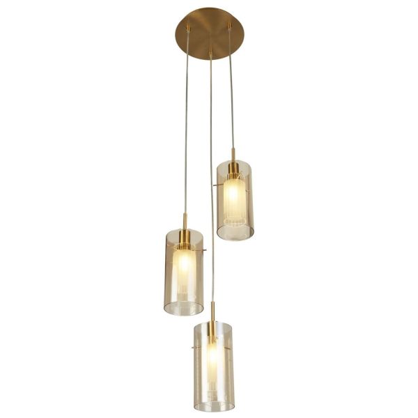 Підвісний світильник Searchlight 2303-3CP Duo 3 3Lt Multi-Drop Pendant - Bronze & Champagne Glass