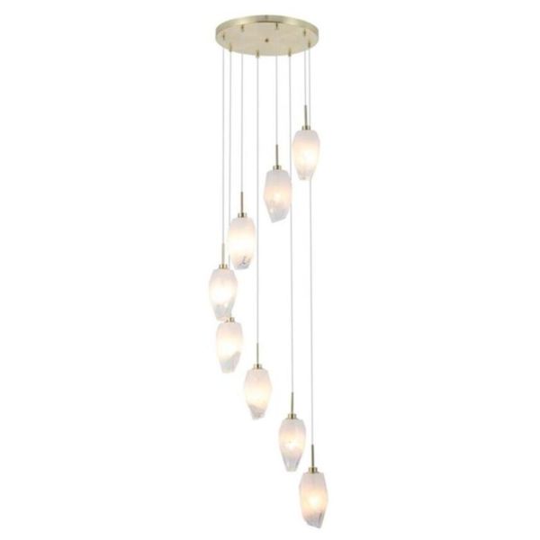 Підвісний світильник Searchlight 23147-8SB Rocky 8Lt Multi Drop Pendant, Satin Brass Metal  & Glass