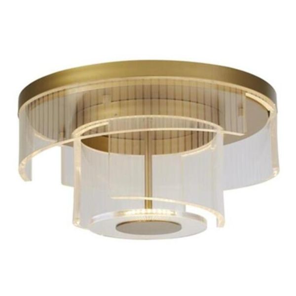 Żyrandol Searchlight 25051-400GO Deco LED Flush, Gold Metal and Clear Acrylic