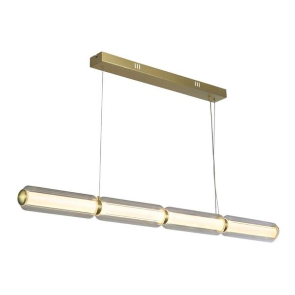 Lampa wisząca Searchlight 26254SB Mod LED Pendant, Satin Brass Metal, Opal Acrylic & Clear Gla