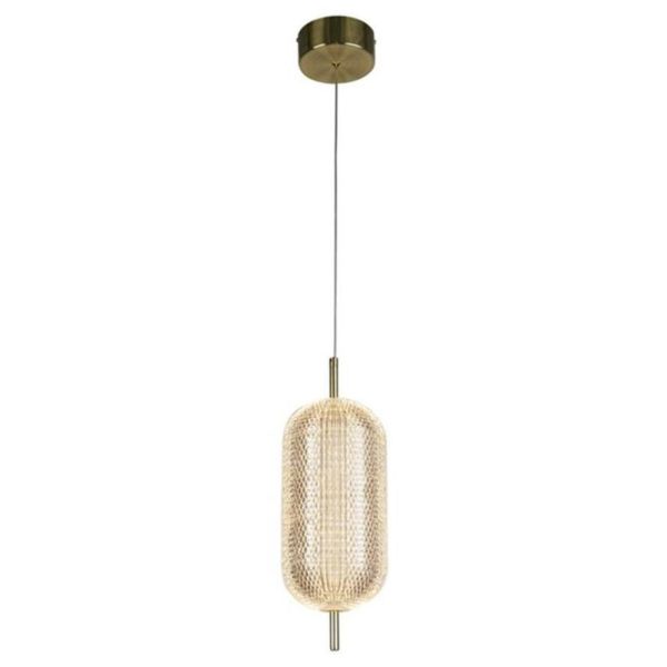 Lampa wisząca Searchlight 28803SB Capsule LED Pendant, Satin Brass Metal and Acrylic Shade