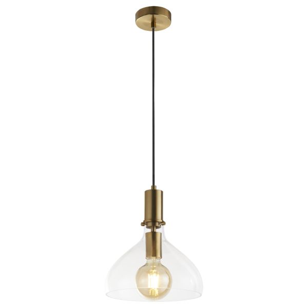 Lampa wisząca Searchlight 31031-1PB Margarita Pendant - Brass with Clear Glass