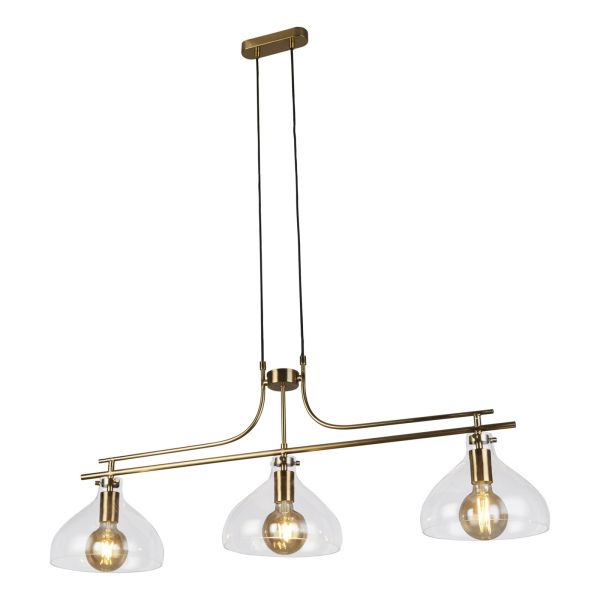 Lampa wisząca Searchlight 31031-3PB Margarita 3Lt Bar Pendant - Brass with Clear Glass