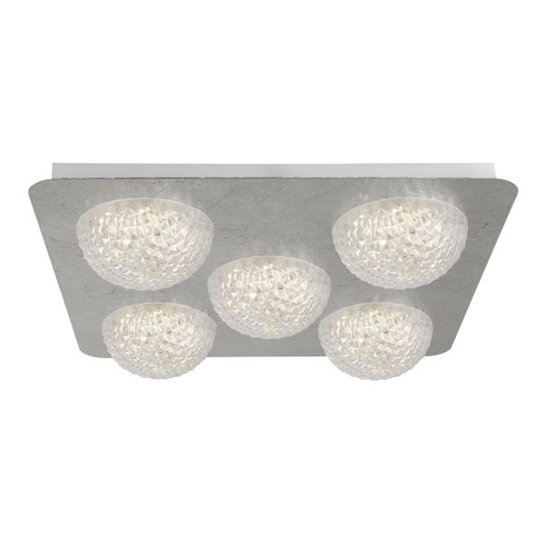 Żyrandol Searchlight 32511-5SI Celestia 5Lt LED Flush Ceiling Light - Silver Leaf & Acrylic