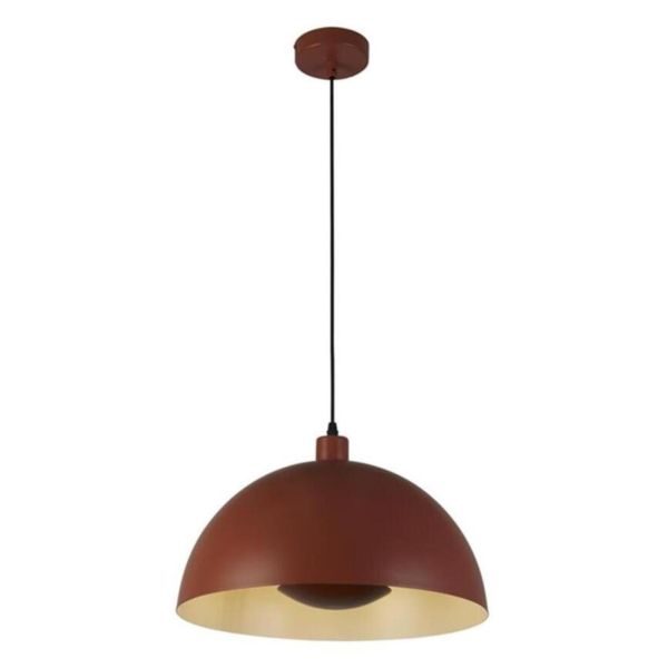 Підвісний світильник Searchlight 35410OR Mars 1LT Pendant, Burnt Orange Metal & Cream Inner