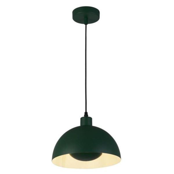 Підвісний світильник Searchlight 35411GR Mars 1LT Pendant, Matt Green Metal & Cream Inner