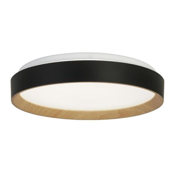 Plafon sufitowy Searchlight 35510-380 Sorrento LED Flush Black with Wood Transfer