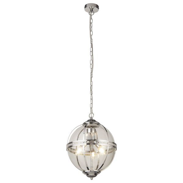 Żyrandol Searchlight 44213-3CC Coronet 3Lt Pendant - Chrome with Clear Glass