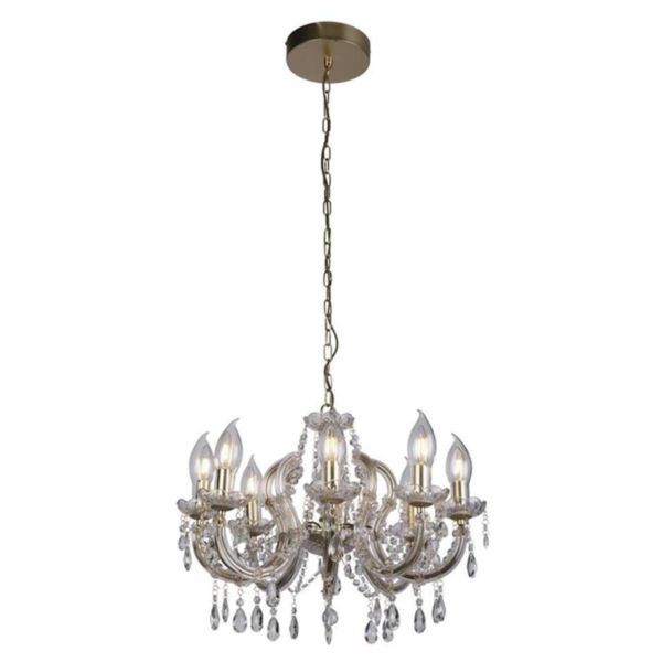 Żyrandol Searchlight 44761-8GO Utah Outdoor 8Lt Pendant - Gold & Crystal