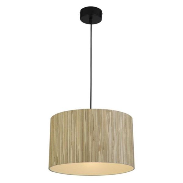 Підвісний світильник Searchlight 49711BK Meadow 1Lt Pendant convertible to Flush, Natural Grass Shade