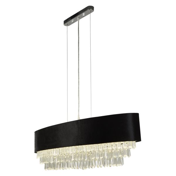 Lampa wisząca Searchlight 50818-8BK Glamour 8Lt Oval Pendant - Black Velvet Shade with Clear Cry