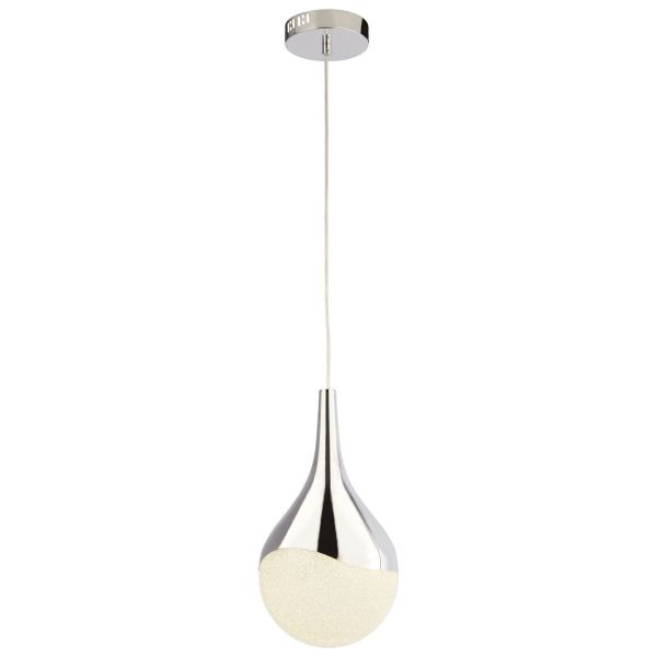 Підвісний світильник Searchlight 5871CC Wave Teardrop LED Pendant - Chrome with Crushed Ice Shade