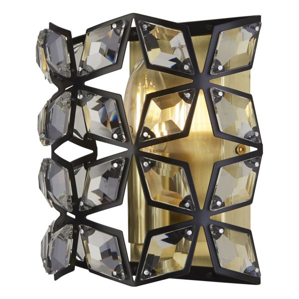 Kinkiet Searchlight 59811-1BSB Iris Wall Light - Brass, Black Metal & Crystal