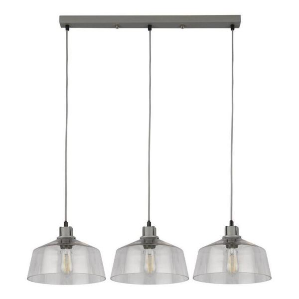 Підвісний світильник Searchlight 60999-3CL x Odeon 3Lt Bar - Clear Glass & Grey