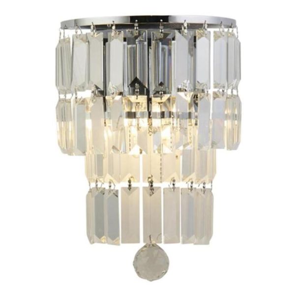 Kinkiet Searchlight 61321-2CC Empire 2LT Wall Light, Chrome with Clear Crystal