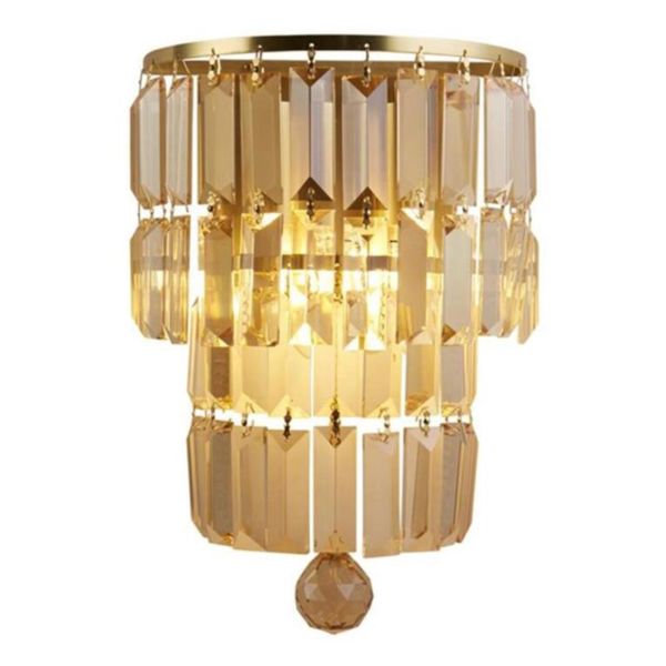 Бра Searchlight 61321-2SB Empire 2LT Wall Light, Satin Brass Metal & Champagne Crystal