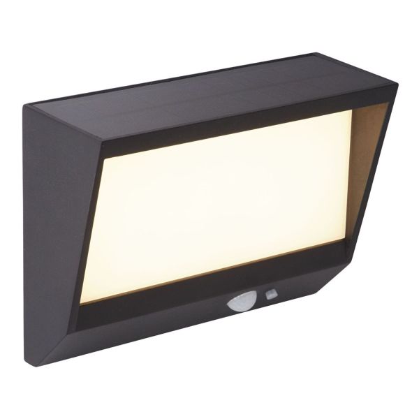 Lampa ścienna Searchlight 67418BK Solar Wall Light - Black Metal & Frost PC