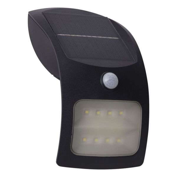 Lampa ścienna Searchlight 67420BK-PIR Solar LED Wall Light With PIR - Black ABS & Frost PC