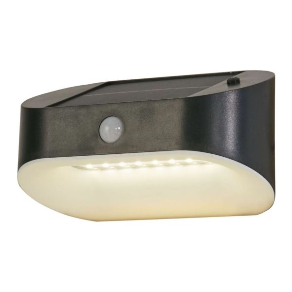 Lampa ścienna Searchlight 67421BK-PIR Solar LED Wall Light with PIR - Grey ABS & Clear PC