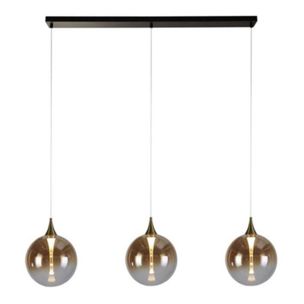 Lampa wisząca Searchlight 76410-3BK Alchemy 3Lt LED Bar Pendant Lamp, Black metal and Amber Glas