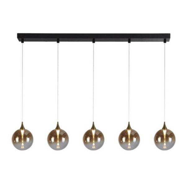 Підвісний світильник Searchlight 76410-5BK Alchemy 5Lt LED Bar Pendant Lamp, Black metal and Amber Glas