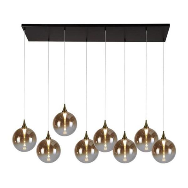 Lampa wisząca Searchlight 76410-8BK Alchemy 8Lt LED Bar Pendant Lamp, Black metal and Amber Glas