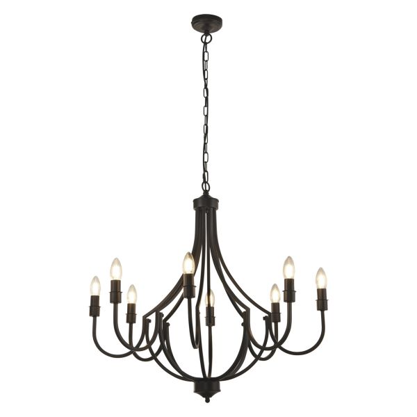 Żyrandol Searchlight 82918-8BK Lodge 8Lt KD Chandelier - Black