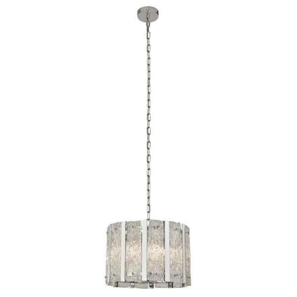 Żyrandol Searchlight 8405-5SS Alexandra 5Lt Pendant - Satin Silver with Aquatex Glass