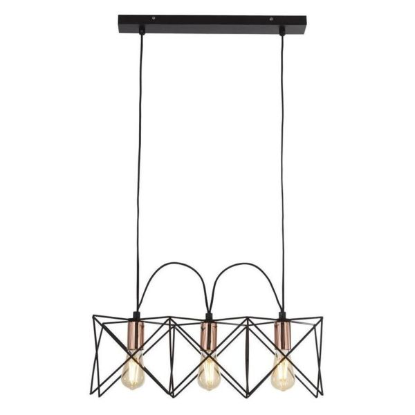 Żyrandol Searchlight 8413-3BK Anthea 3Lt Frame Pendant - Black Metal & Copper