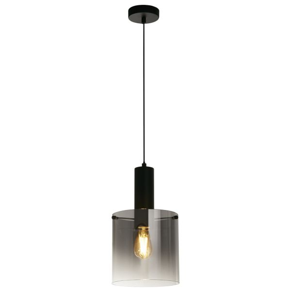 Lampa wisząca Searchlight 88910-1BK Sweden Pendant - Black Metal with Smoked Ombre Glass