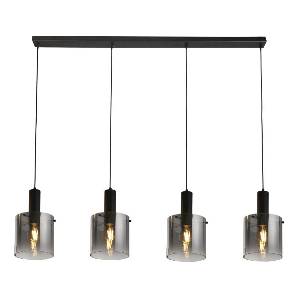Lampa wisząca Searchlight 88910-4BK Sweden 4Lt Bar Pendant - Black with Smoked Ombre Glass