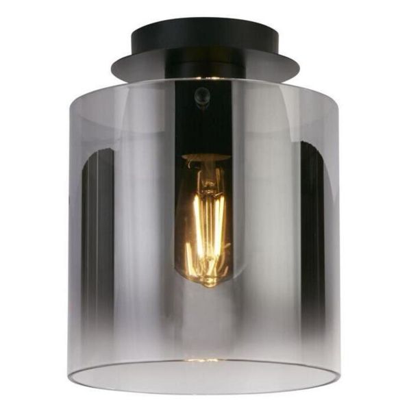 Люстра Searchlight 88911-1BK Sweden 1Lt Flush - Matt Black & Smoked Glass