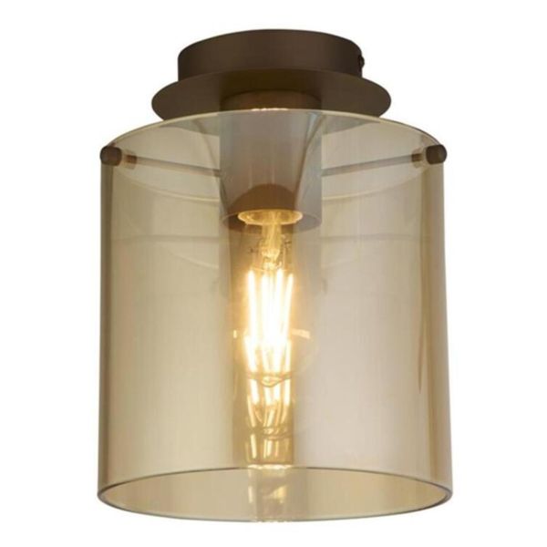 Люстра Searchlight 88911-1MO Sweden 1Lt Flush - Mocha Metal & Amber Glass