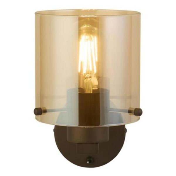Бра Searchlight 88912-1MO Sweden 1Lt Wall Light - Mocha Metal & Amber Glass