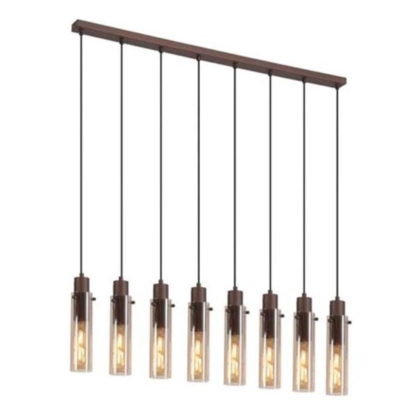 Підвісний світильник Searchlight 88921-8MO Sweden II 8Lt Bar Pendant - Mocha Metal & Amber Glass