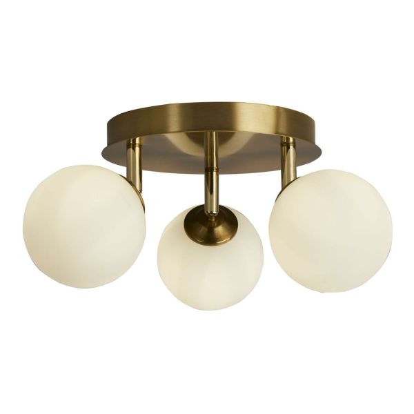 Żyrandol Searchlight 96913-3GO Crosby 3Lt Semi-Flush, Gold with Opal Glass Balls