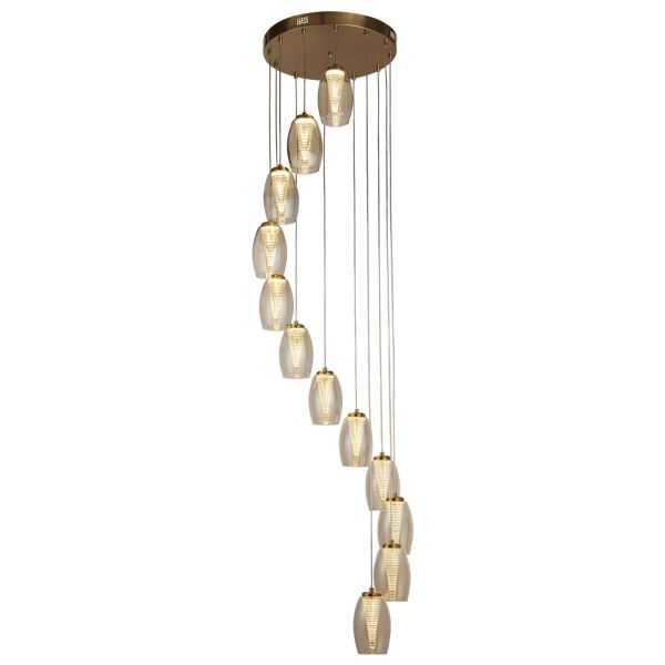 Підвісний світильник Searchlight 97291-12CP Cyclone 12Lt Pendant - Bronze & Champagne Glass